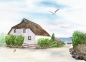 Preview: Postkarte DIN-A6 Aquarell Maritim Kunst Druck Kunstdruck Ostsee Kap Arkona 3 Fischerdorf Vitt